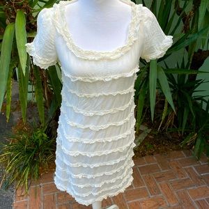 J Crew Cream Ruffle Dress